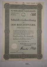 500 Reichsmark Schuldverschreibung Nieders&auml;chsische Landesbank 1941 (128853)
