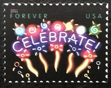 2011 Scott #4502 - Forever - CELEBRATE - NEON - Single Stamp - Mint NH