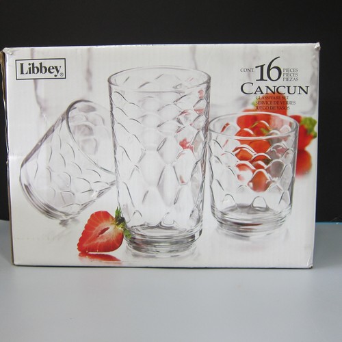Libby Cancun Glassware Full Set 16pcs. 8 Coolers 18z /8 Rocks 11z - Picture 1 of 5