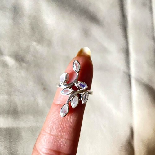 925 Sterling Silver Peridot Amethyst Birthstone Leaf Ring Halloween silver ring - Picture 9 of 25