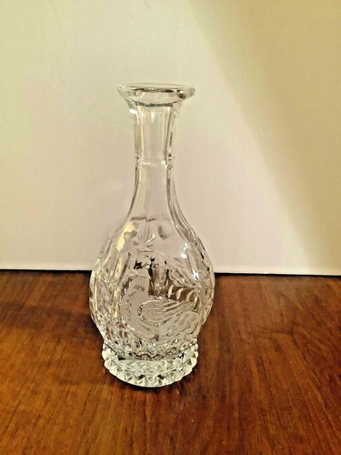 Vintage Etched Cut Glass Decanter Bottle Bird of Paradise No stopper 9.5" - Picture 3 of 8