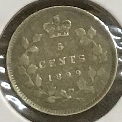 Canadá 5 centavos de plata KM 2 prem VF/XF 1899 - Imagen 2 de 2