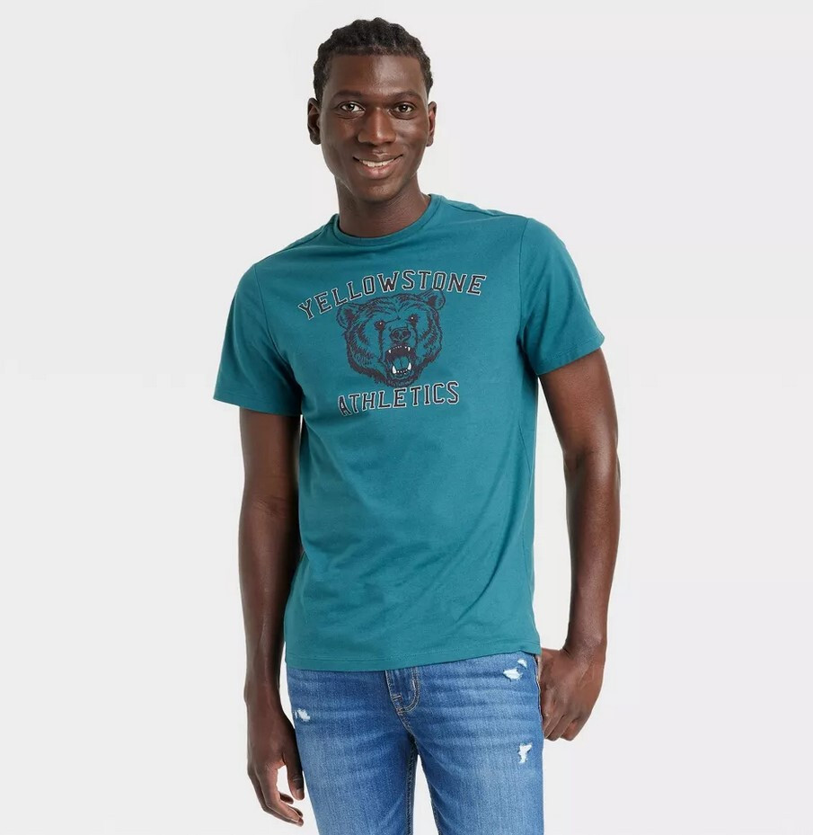 Good Fello Mens Short Sleeve Graphic TShirt L Blue Yellowstone