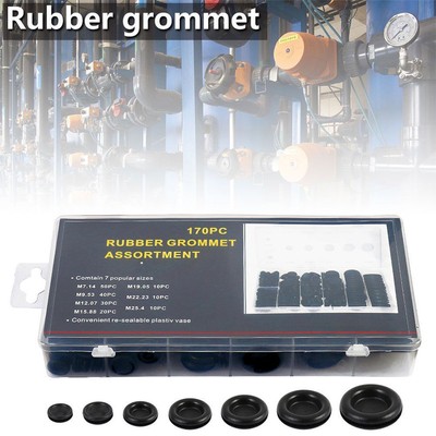 170Pcs//Box Rubber Grommet 7 Common Sizes Firewall Hole Plug Set Re-sealable Hot