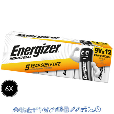 72 x Energizer Industrial 9V Block Alkaline E-Block 6LR22 Batterie - Rauchmelder