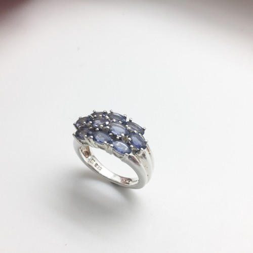 Tanzanite Multi Gemstone Ring Sterling Silver Size 6 Cluster New Cocktail Oval - Picture 4 of 6