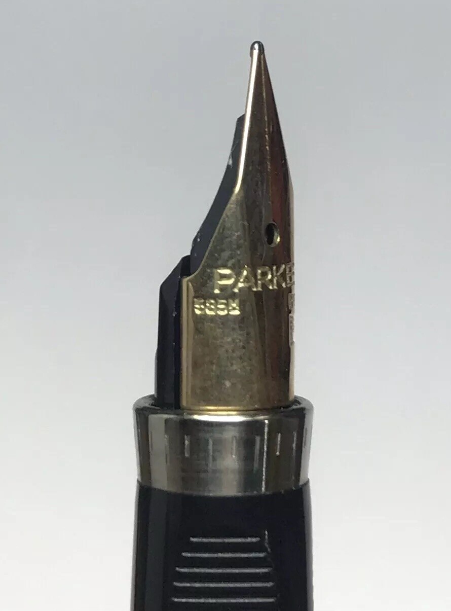 Parker 585 14k F NIB Fountain Pen Made In France PP Yellow Gold 75 II ...