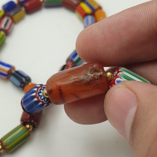 Vintage Venetian African Style Chevron With Antique Carnelian Bead Necklace - Picture 9 of 21