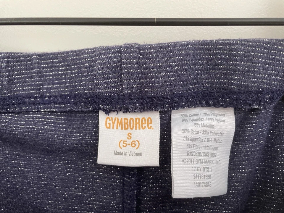 Gymboree Kids Girls Shiny Metallic Lined Full Length Pull On Leggings Blue S 5-6 - Image 2 of 4