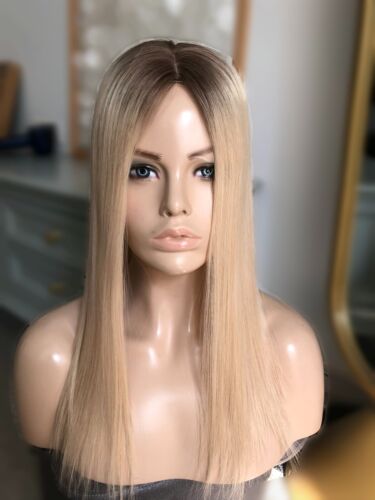 Stock 16" Silk Parted Lace Hair Toppers; 5.5x6" Base Free Part - Picture 2 of 11