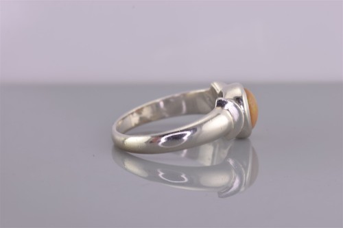 Sterling Silver Oval Opal Bow Collared Solid Band Ring 925 Sz: 8.5 - Picture 3 of 8