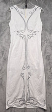 Raven + Lily Dress Womens Small? White Black Embroidered Cotton Long Lined