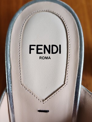 $900 NEW 100% Authentic FENDI Women's Sandals Silver Leather Shoes