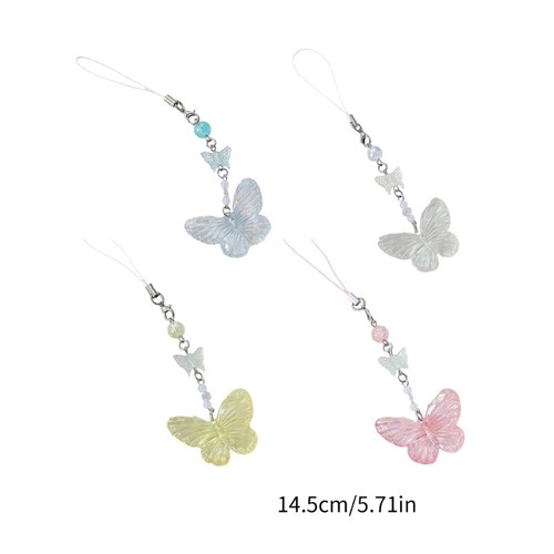 Y2k Girl Heart Butterflies Tassels Pendant Crystal Acrylic Bead Keychain Sweet - 第 8/11 張圖片