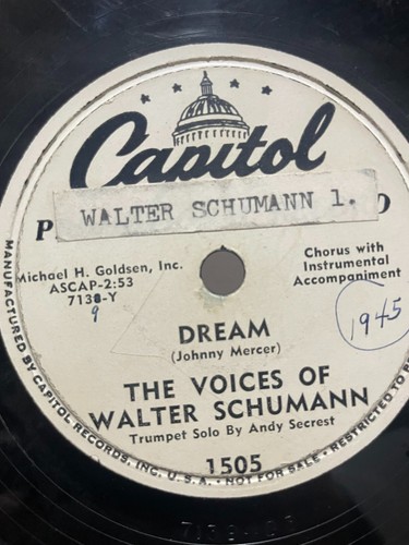 Walter Schumann Capitol 78 RPM White Label PROMO Dream / Halls of Ivy - Picture 2 of 2
