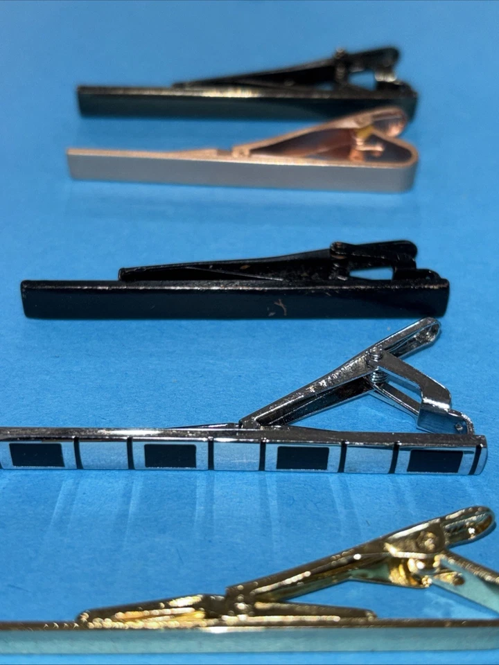 Vintage Tie Bar Clip Lot Of 5  Multi Tone!! Gold Tone-  Classic - Image 3 of 4