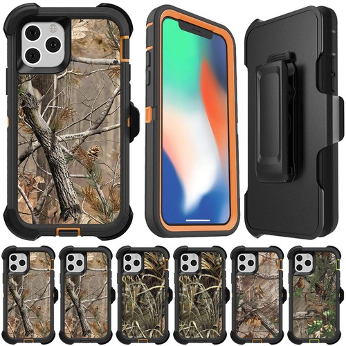 iPhone 11 12 13 Pro Max X XS XR Camo Realtree Forest Defender Cover Hybrid Case - Picture 1 of 51