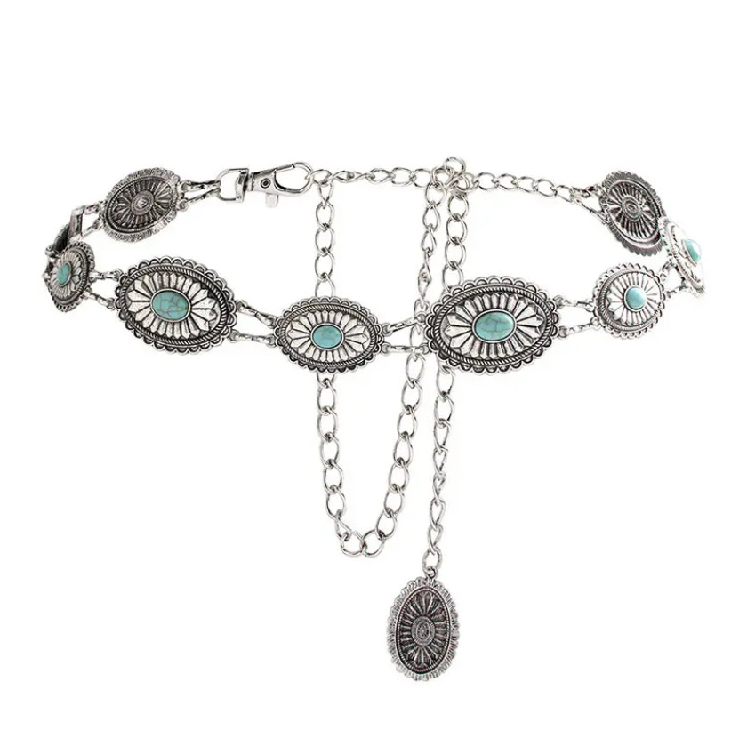 Chain Waist Belt Silver Concho Chain Belt Chain Belt Western