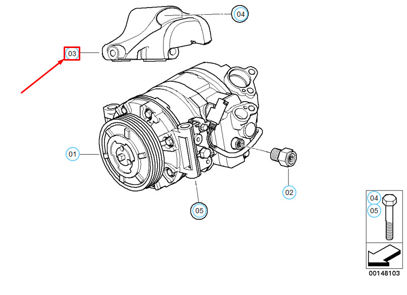 OEM BMW 3 E90 Climate Compressor Supporting Bracket 64557792318  