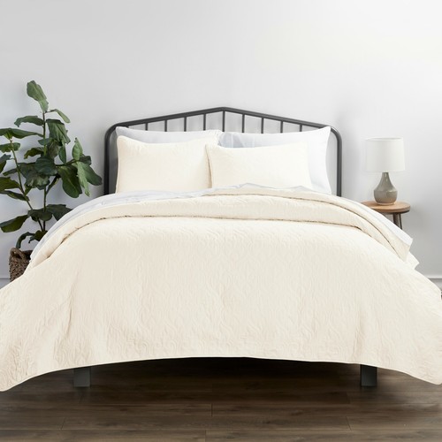 Premium Ultra Soft Quilted 3 Piece Coverlet Set Kaycie Gray Hotel Collection - Picture 11 of 111
