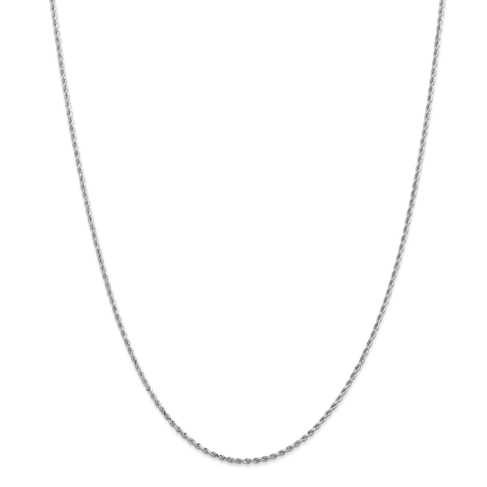 14k White Gold 1.5mm Solid Plain Rope Chain w/ Lobster Clasp 14" - 30"