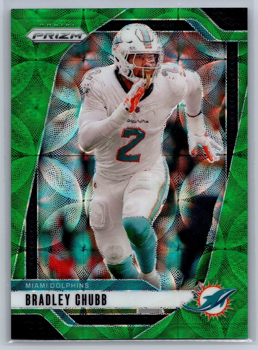 2024 Panini Prizm Bradley Chubb Green Scope Prizm #181 Miami Dolphins #'d /75