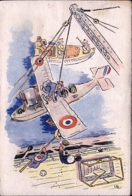 Frankreich Bloch 210 Bomber-Flugzeug Militär RAF Aviatik Karikatur AK W-3699