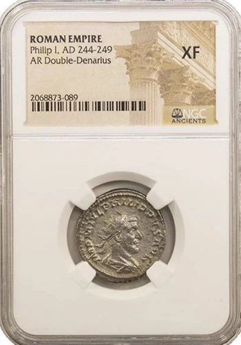 A-DS6 Roman Empire of Philip I (AD 244-249) Double-Denarius NGC (XF) Silver Coin