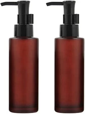 2 PCS 100ml 3.4oz Amber Frosted Glass Travel Bottle Leakproof Pump Brown 