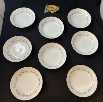 Vintage Royal Cameo Fine China Japan Laura 2211 Set of 8 Fruit Dessert Bowls