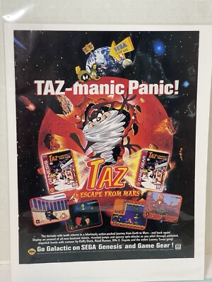 Taz Manic Panic Video Game Print Ad Wall Art Ephemera