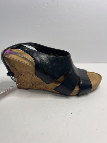 Aerosoles Womens Open Toe Strappy Wedge Sandals Black Size 8.5 - Imagen 4 de 7
