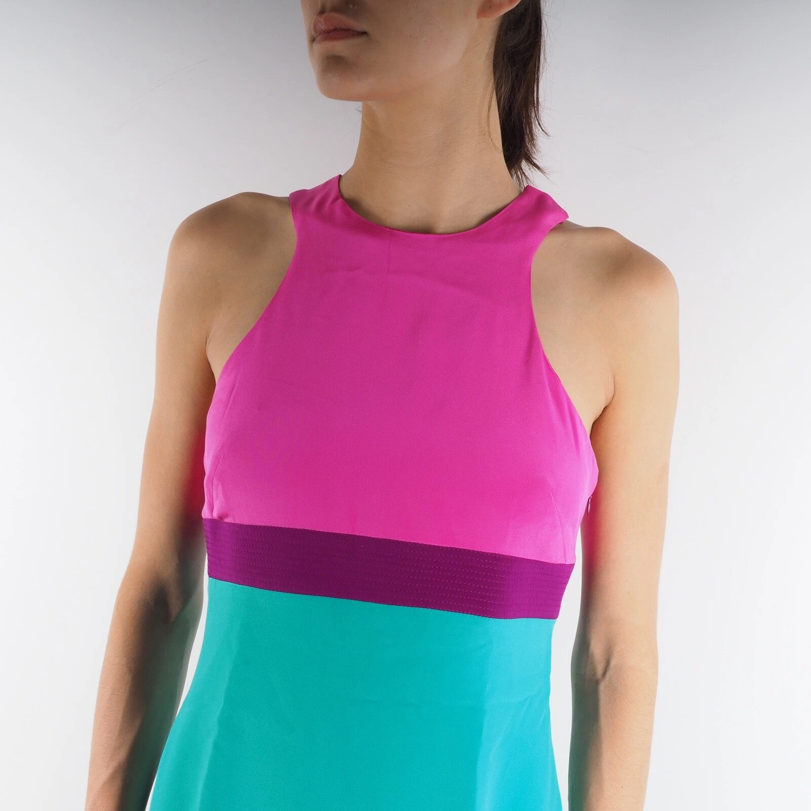 Abito da cocktail Gianni Versace Couture vintage rosa smeraldo seta 42 S US6 anni '80 '90