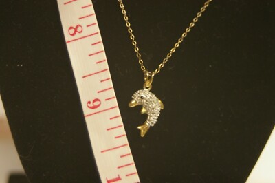 silver chain necklace 925 with cz dolphin,WOW silver. CZ's SOOOOO cute!!!!