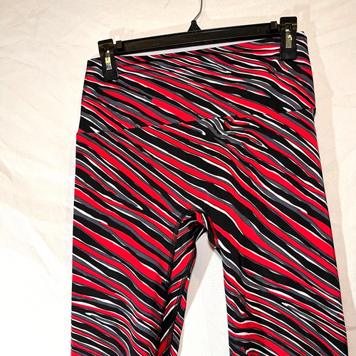 Leggings K-Deer a righe rosso/nero/bianco vita alta cropped donna taglia L large - Foto 5 di 6