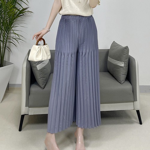 2024 neue plissierte breite Beinhose lässig beschnittene Hose Damen lose Hose - Bild 2 von 10