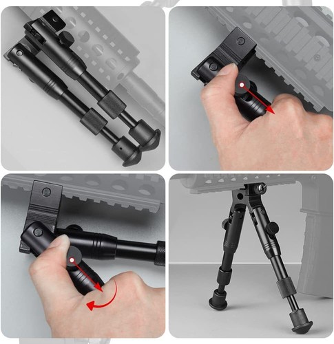 6''-9''Clamp-on Barrel Bipod/ Picatinny Rifle Bipod Spring Return Foldable Bipod - Picture 7 of 45