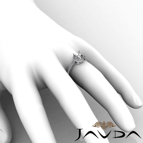 Halo Pave Round Filigree Semi Mount Diamond Engagement Ring 18k White Gold 0.5Ct - Picture 6 of 6