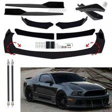 For Ford Mustang Front Bumper Lip Splitter Spoiler Kit Side Skirt Rear Lip Black