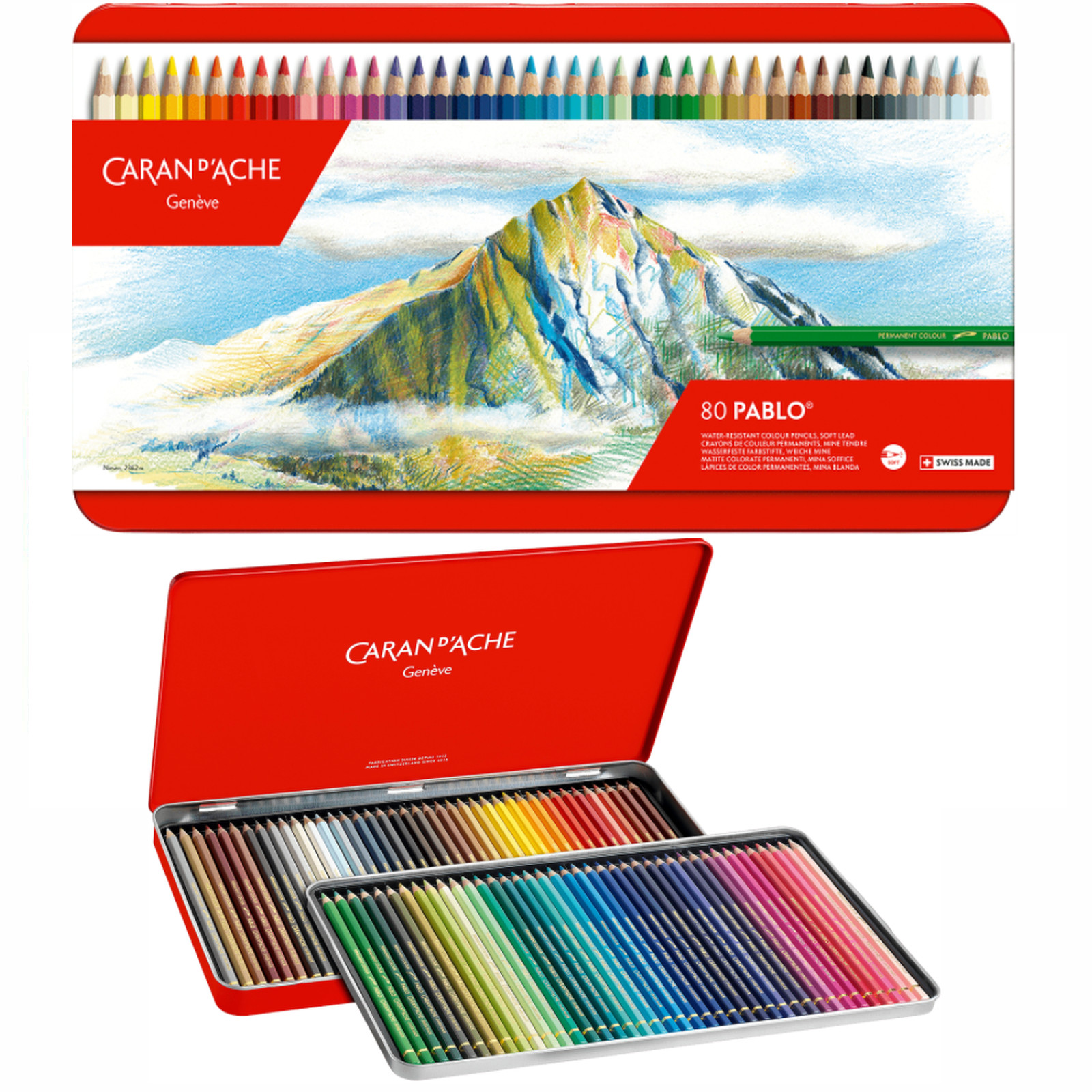 Caran d'Ache Pablo Artists Permanent Colour Pencil Assorted Tin of 80