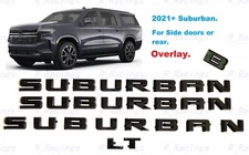 Gloss Black Door Rear Suburban LT Overlay Emblem letter 2021+ Chevrolet Suburban