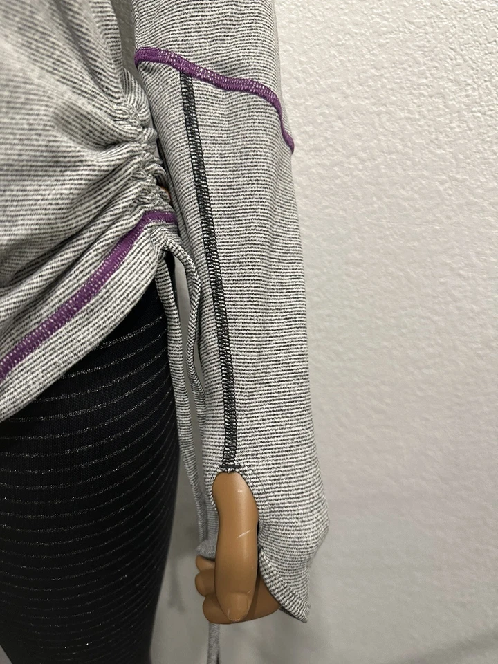 LUCY Tech Purple Grey Shirt Yoga Run Long Sleeve  Ruching Keyhole Vent🌸SMALL - Image 3 of 4