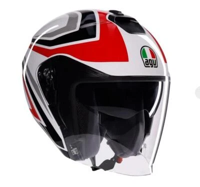 Casque Jet AGV Irides Bicolore Blanc Gris Rouge Double Visière Doppia L - Photo 1/4
