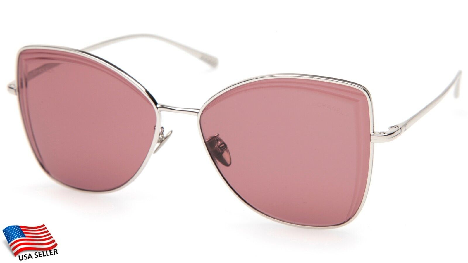 Chanel - Leather Chain Pilot Sunglasses Baby Pink