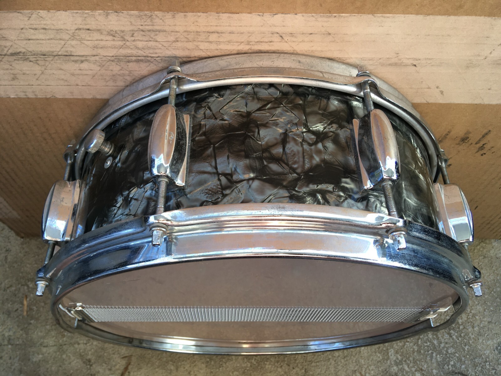 Zim Gar 14" Black Diamond Pearl 8 Lug Snare Drum. Slingerland clone