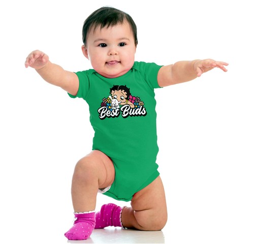 Betty Boop and Pudgy Best Buds Retro Cartoon Baby Girls Infant Romper Newborn - Picture 4 of 9
