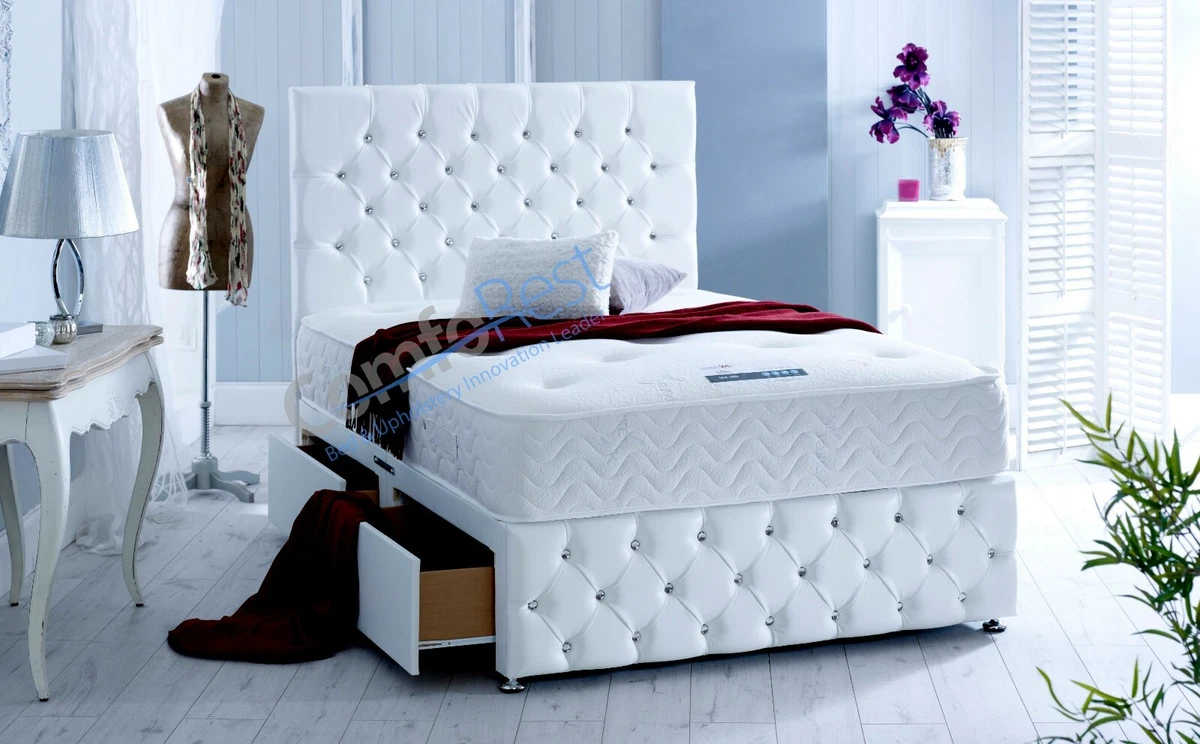 White leather chesterfield bed deals