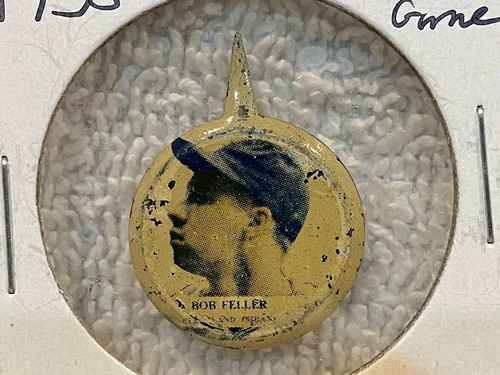 VINTAGE 1938 Our National Game Bob Feller Pinback, Cleveland Indians, NICE! - Picture 2 of 3