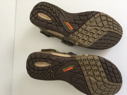 MERRELL BRAND SIZE 6 SANDAL BEIGE/ GREEN SUEDE - Picture 2 of 3