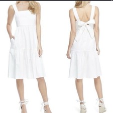 Gal Meets Glam Collection Desiree Bow Back Dress White Cotton Coquette Size 8